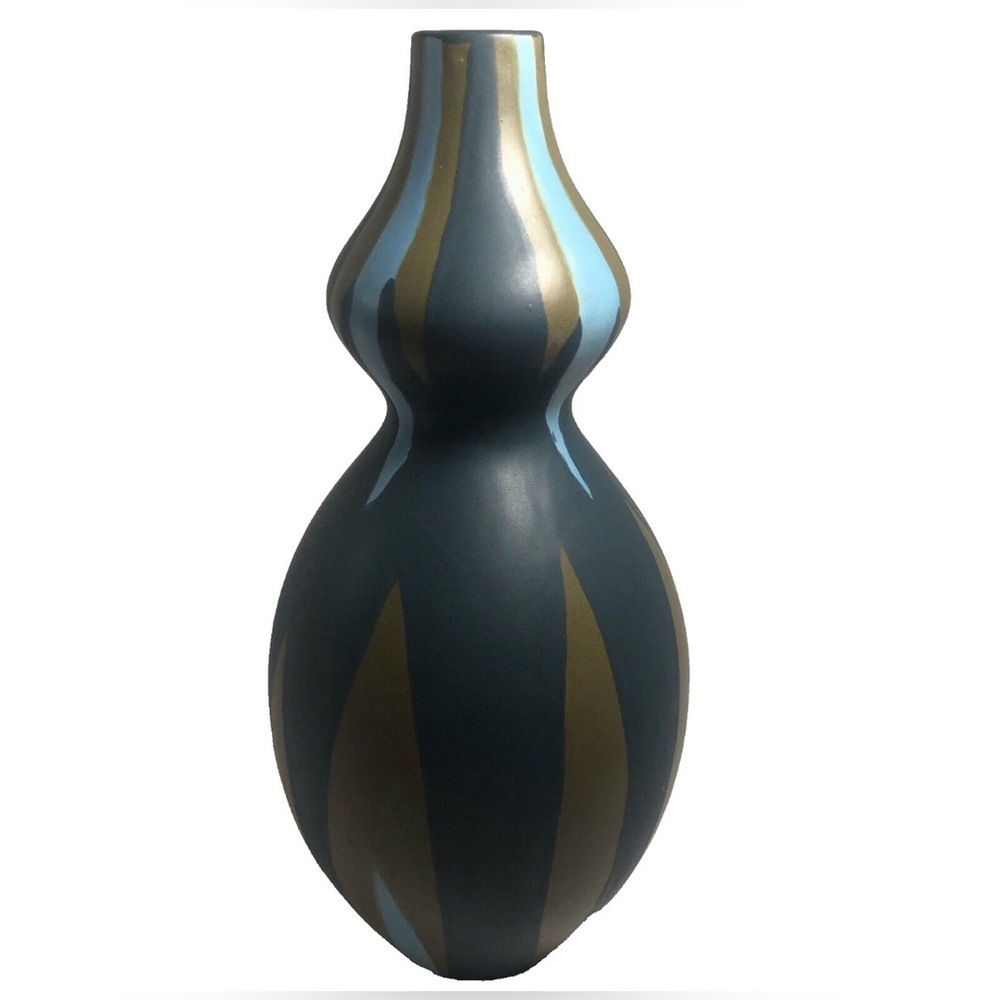 CB2 Modern Abstract Matte Handthrown Ceramic Jester Painted Vase 14" x 6" - Picture 1 of 5
